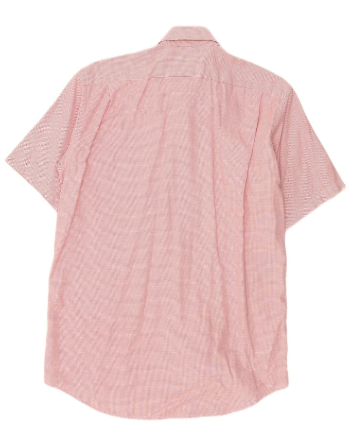 Lacoste Herren-Kurzarmhemd, Größe 40, mittelrot, kariert, Baumwolle