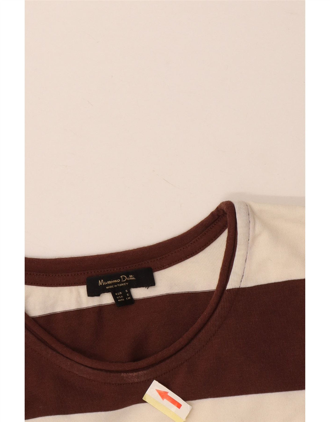 Massimo Dutti Herren-Top, langärmelig, klein, braun gestreift, Baumwolle