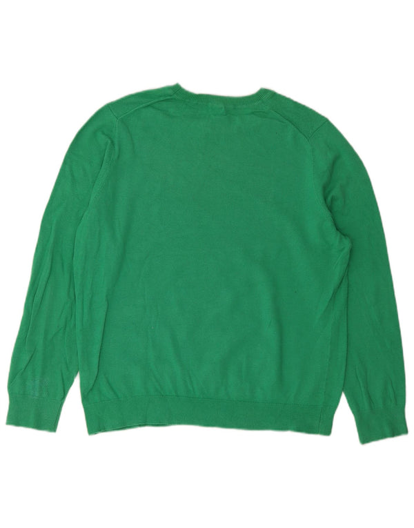 John Lewis Damen-Pullover mit Rundhalsausschnitt, UK 14, Größe L, grüne Baumwolle
