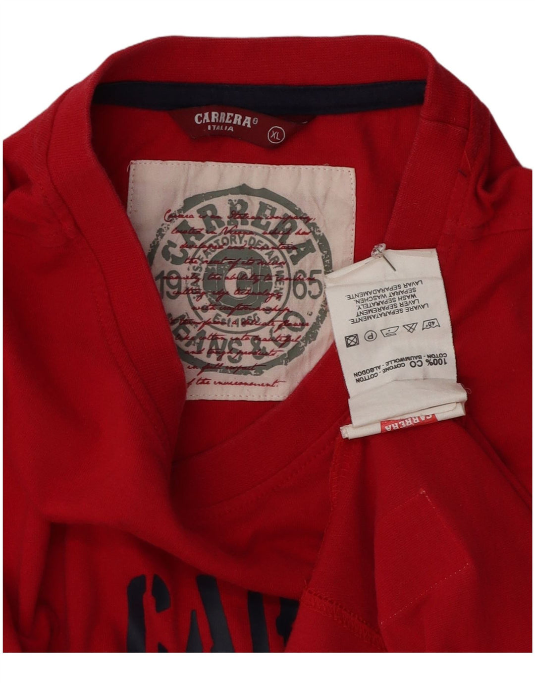 Carrera Herren Grafik-T-Shirt-Oberteil XL aus roter Baumwolle