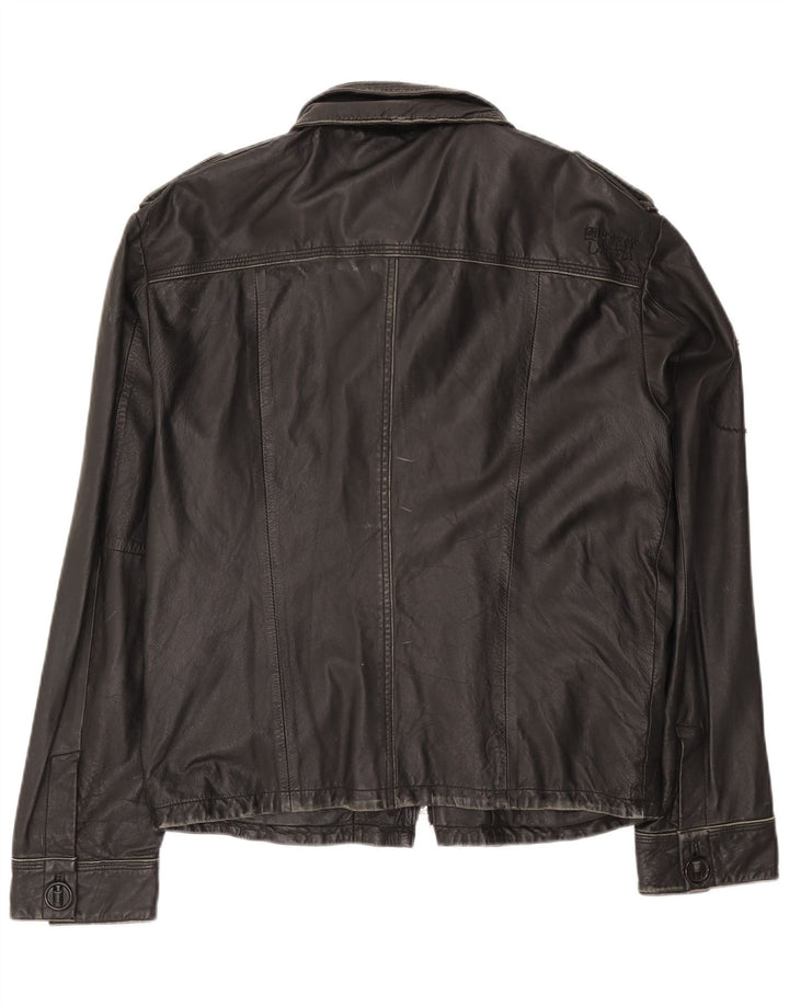 Superdry Herren Lederjacke UK 42 XL Schwarzes Leder