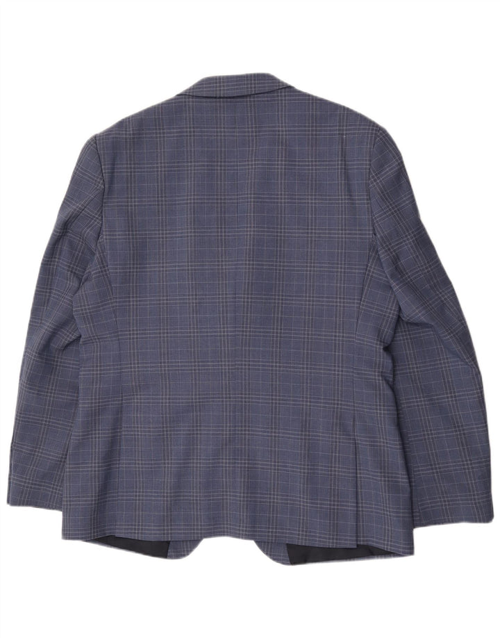 Ben Sherman Herren-Blazer mit 2 Knöpfen, UK 44, 2XL, blau karierte Wolle