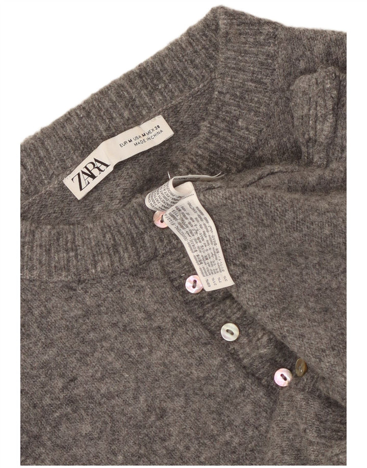 Zara Damen Bolero-Pullover UK 14 Mittelgraues Polyester
