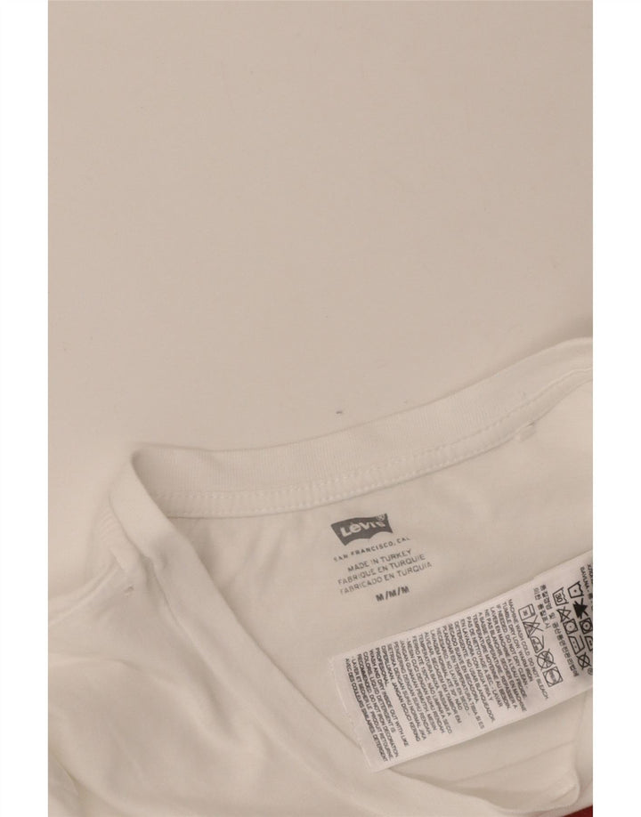 LEVI'S Womens Graphic T-Shirt Top UK 12 Medium White Cotton