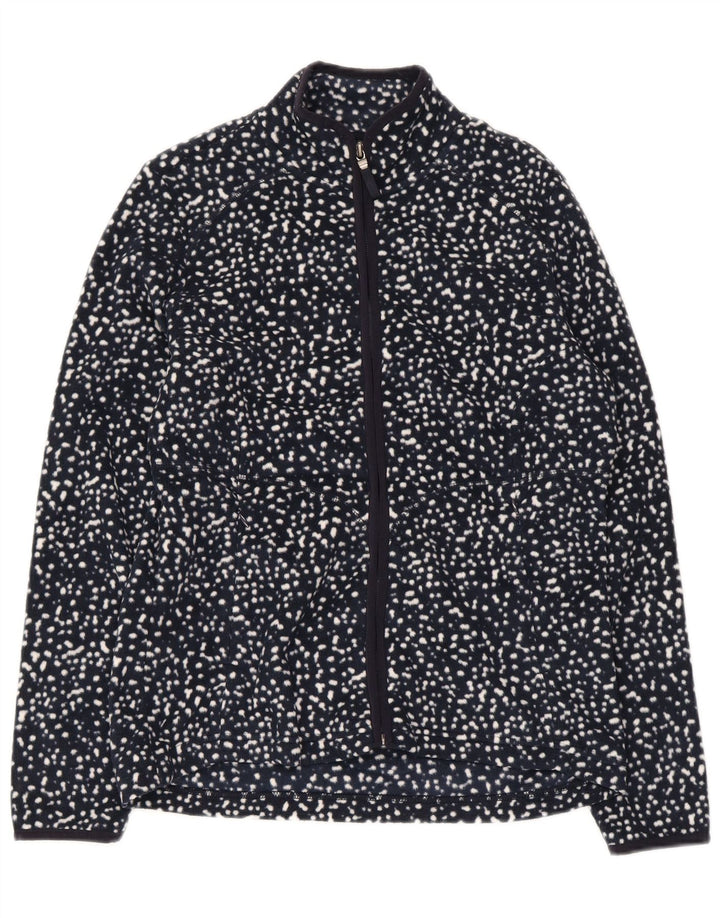 Marks & Spencer Damen Fleecejacke UK 12 Medium Navy Blue Spotted
