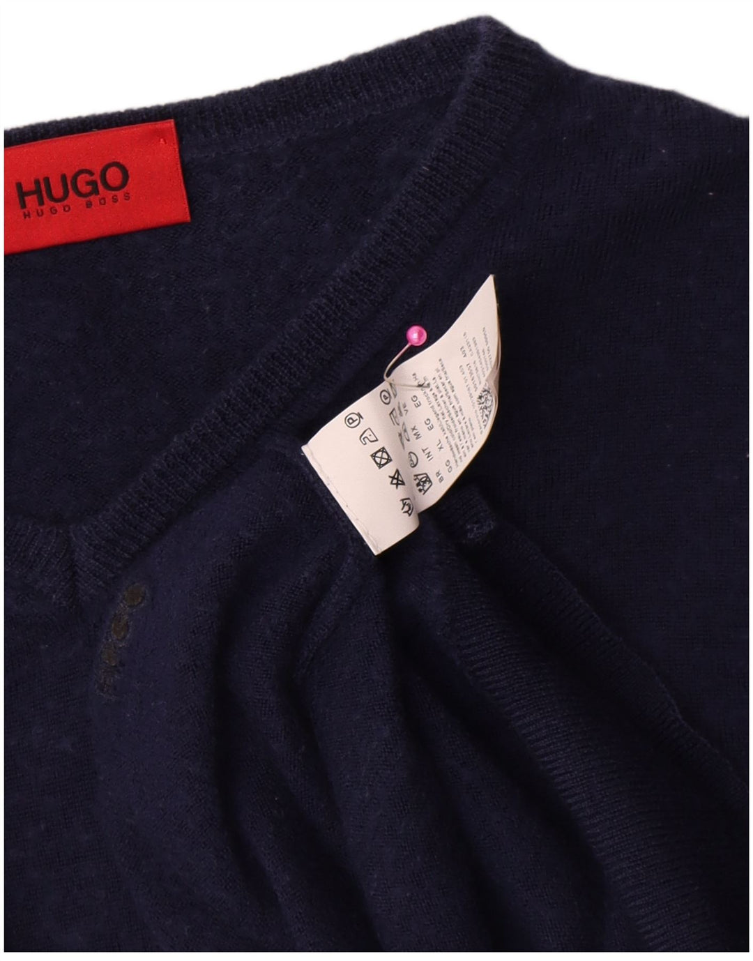 Hugo Boss Herren-Pullover mit V-Ausschnitt, XL, marineblaue Wolle