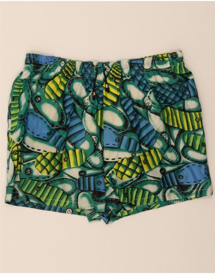 VINTAGE Mens Abstract Pattern Swimming Shorts Medium  Green Vintage Vintage and Second-Hand Vintage from Messina Hembry 