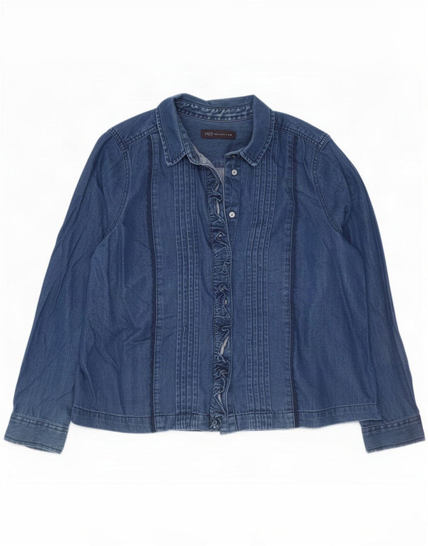 Marks & Spencer Womens Petite Denim Shirt UK 14 Large Blaue Baumwolle