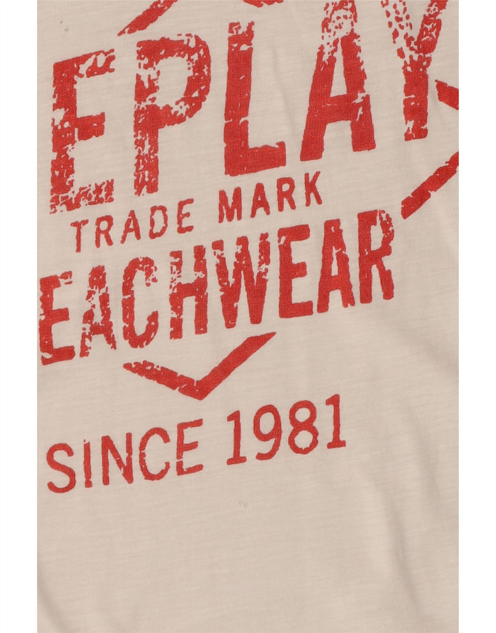 Replay Herren-T-Shirt mit Grafik, Größe S, Weiß