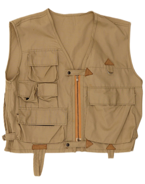 Vintage Herren Utility Gilet UK 40 Large Beige