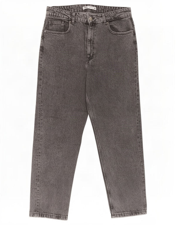 Zara Damen Crop High Waist Jeans EU 44 XL W34 L26 Grau