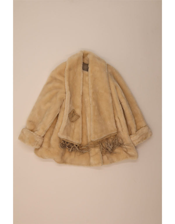 Vintage Damen Übergroßer Mantel aus Kunstfell IT 42 Mittelbeige Acetat