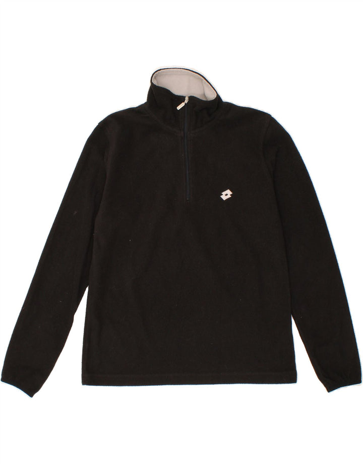 LOTTO Womens Zip Neck Fleece Jumper UK 14 Large Black Polyester Vintage Lotto and Second-Hand Lotto from Messina Hembry 