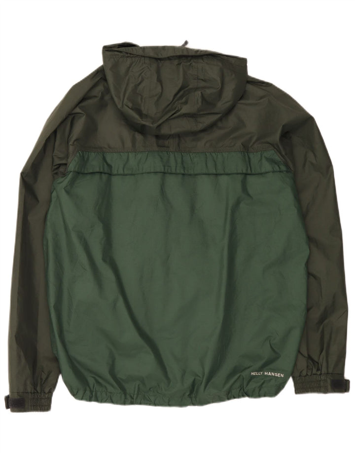 Helly Hansen Herren-Regenjacke mit Kapuze, UK 40, Größe L, grünes Colourblock-Nylon