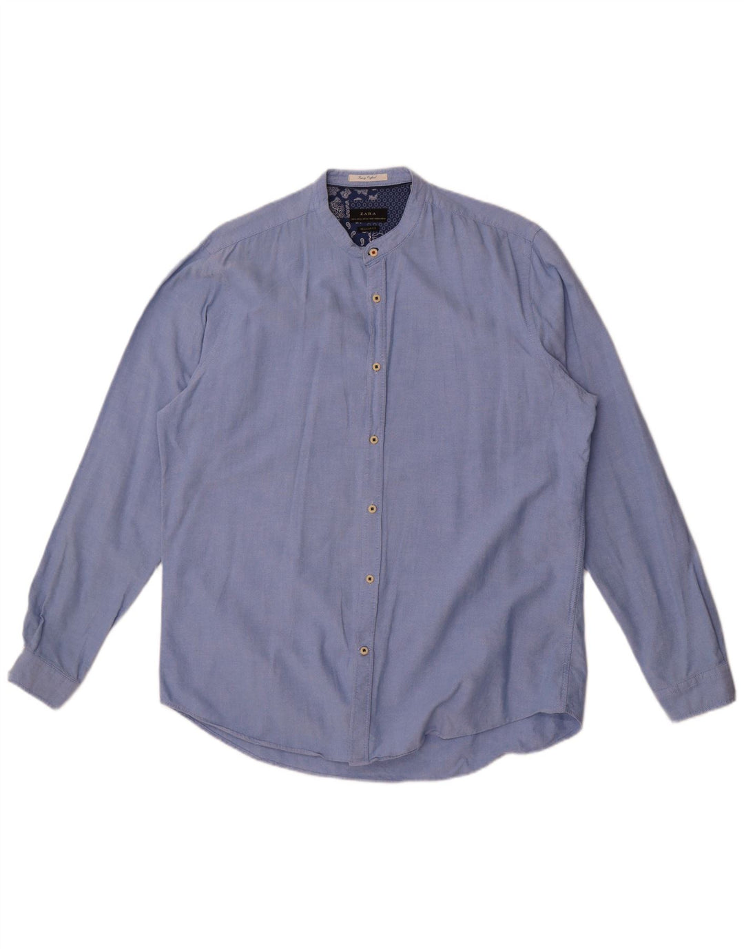 Zara Herren Regular Fit Hemd XL Blau Baumwolle
