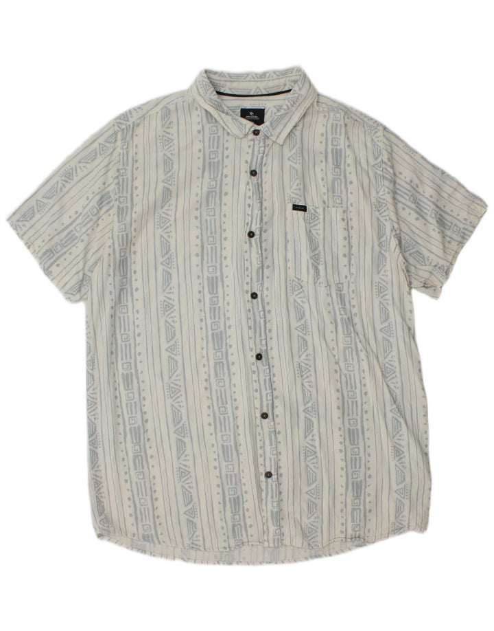Rip Curl Herren Kurzarmhemd XL Weiße geometrische Viskose