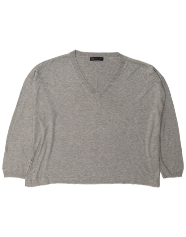 Marks & Spencer Damen-Pullover, übergroß, V-Ausschnitt, Gr. 18, XL, Grau