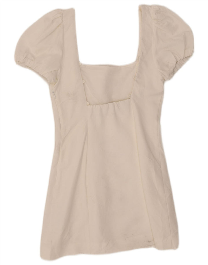 Zara Damen Etuikleid UK 8 Small Weiße Viskose