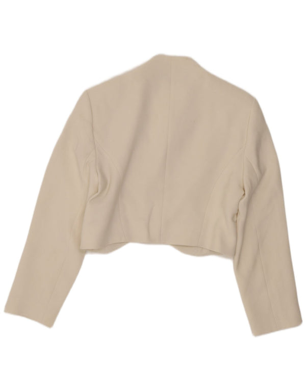 Karen Millen Womens Open Bolero Jacke UK 10 Small Weiß Acetat