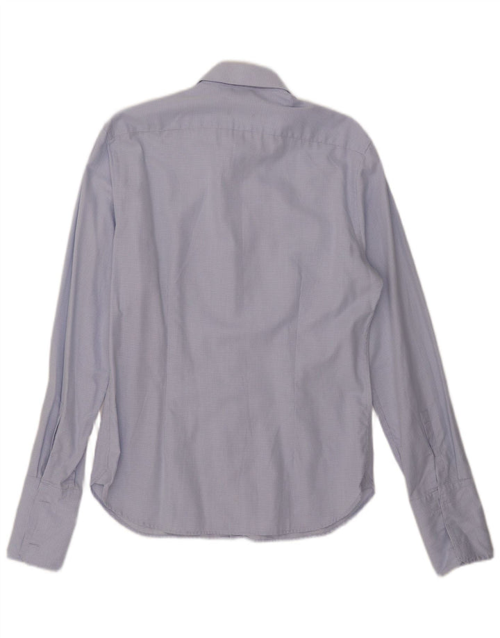 Dkny Herren-Hemd, schmale Passform, formelles Hemd, Größe 15 1/2, mittelblau kariert