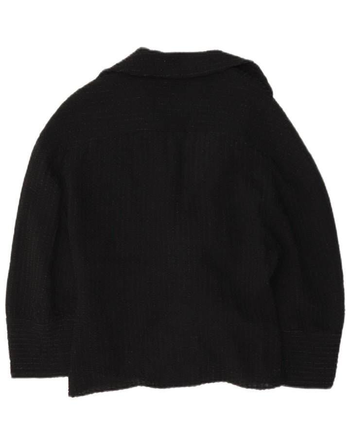 Zara Damen-Hemdbluse mit 3/4-Ärmeln vorne zum Binden, Gr. 12, Mittelschwarz, Viskose