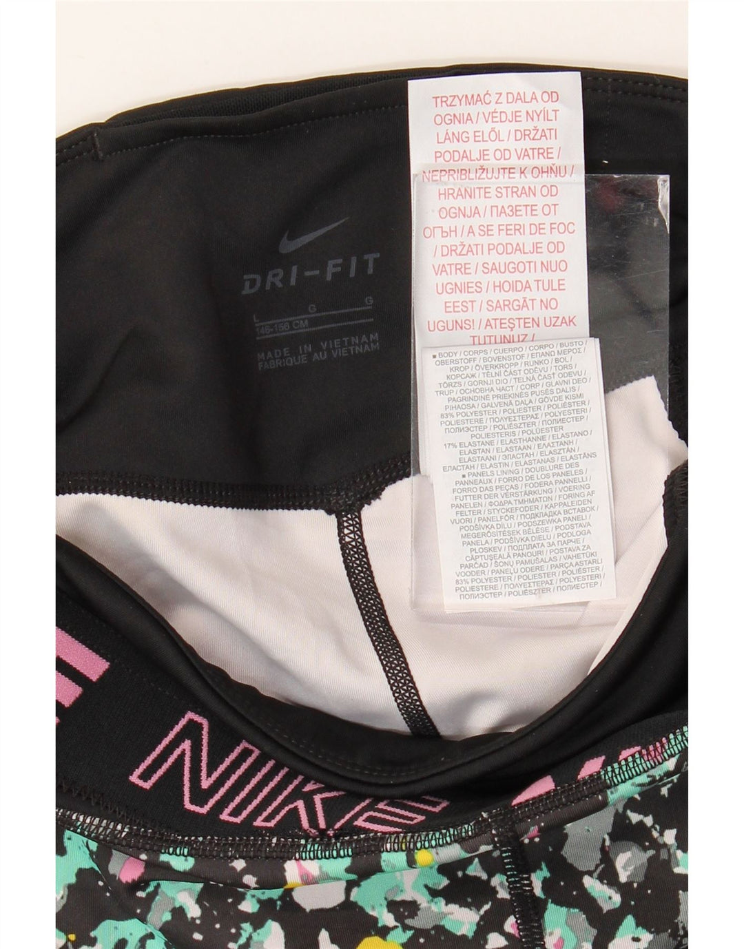 NIKE Dri-Fit-Grafik-Leggings für Mädchen, 12–13 Jahre, Größe L, Schwarz gepunktet