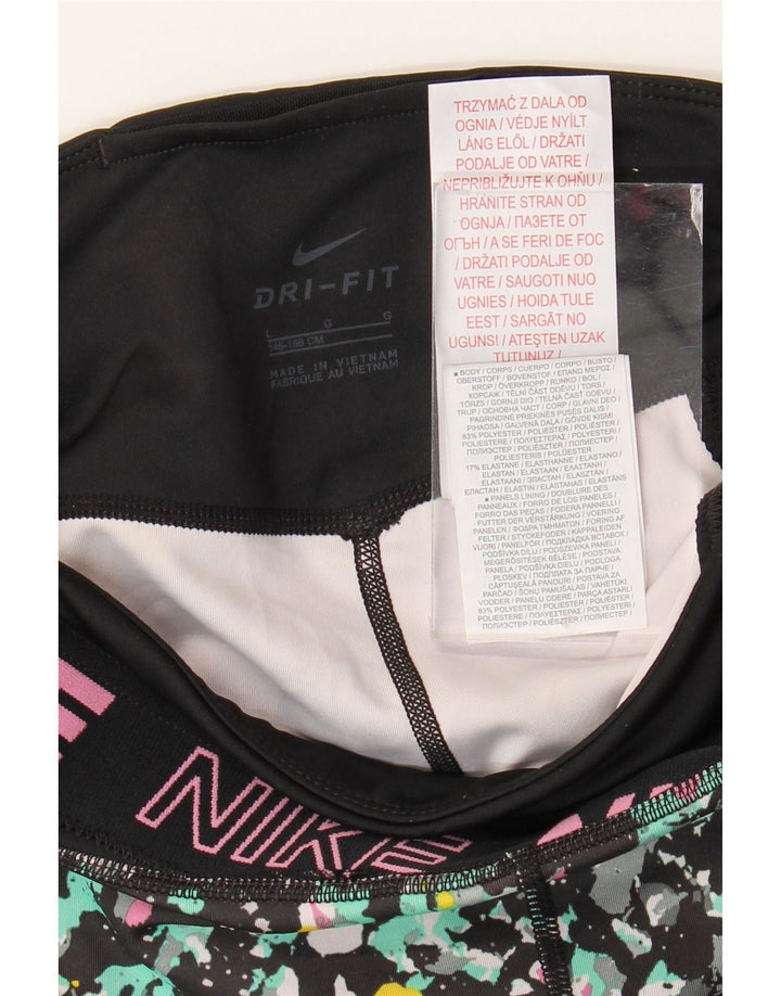 NIKE Dri-Fit-Grafik-Leggings für Mädchen, 12–13 Jahre, Größe L, Schwarz gepunktet