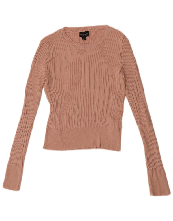 Topshop Damen Crop Top Langarm UK 6 XS Rosa Viskose