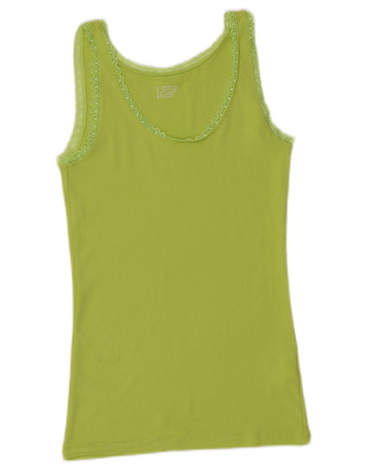 BENETTON Damen-Trägershirt, UK-Größe 44, Größe L, grüne Baumwolle