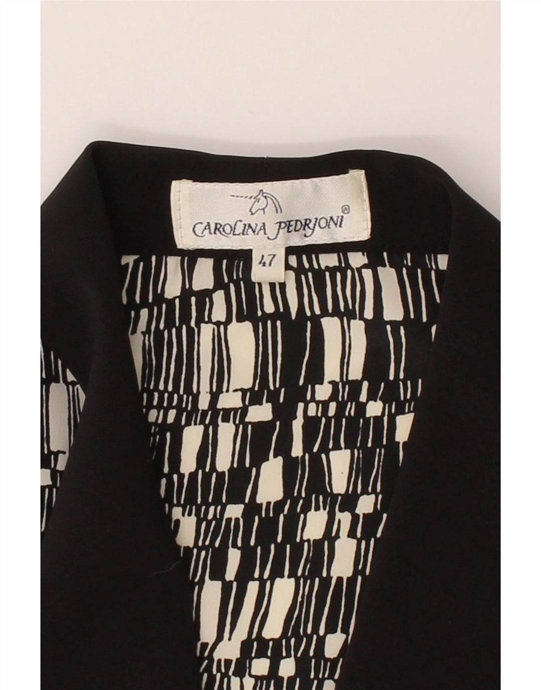 CAROLINA PEDRJONI Womens 3/4 Sleeve Blazer Jacket IT 47 Large Black Vintage Carolina Pedrjoni and Second-Hand Carolina Pedrjoni from Messina Hembry 
