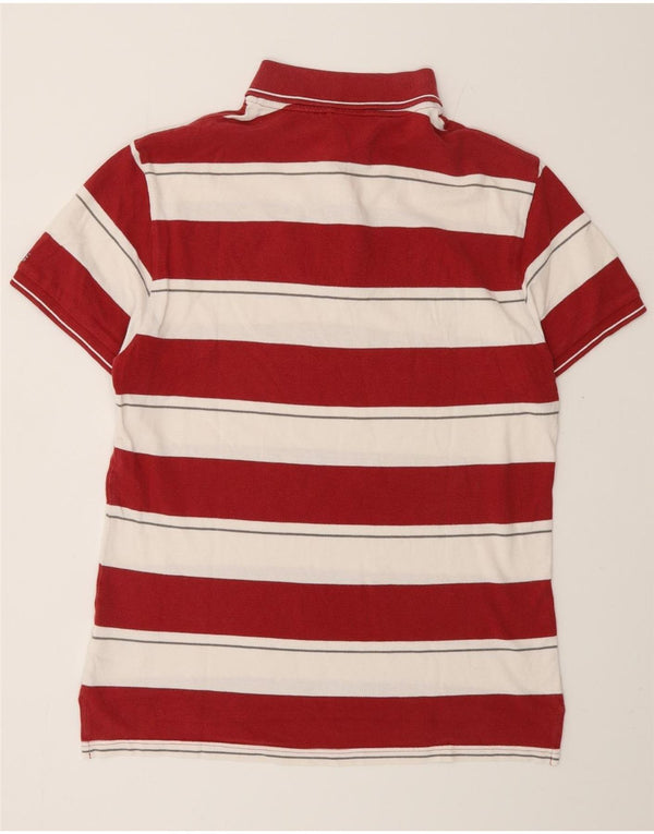 ADIDAS Herren Miami Heat Kurzarm-Rugby-Poloshirt, mittelrot gestreift