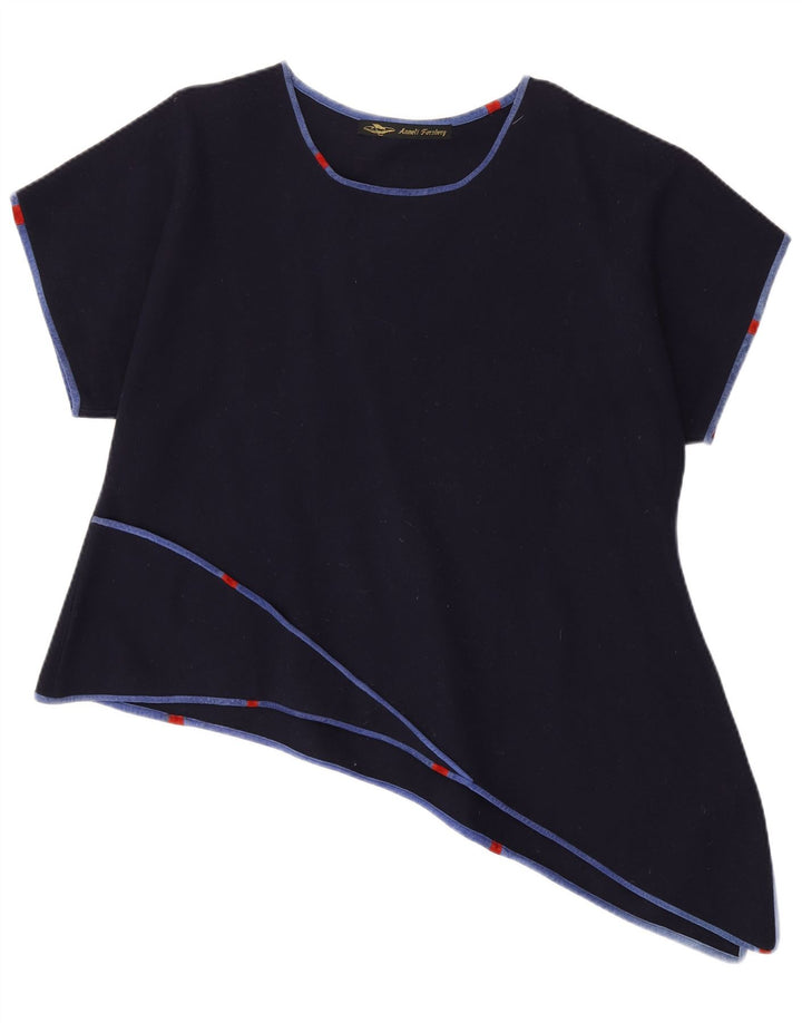 Vintage Damen Asymmetrisches Top UK 18 XL Marineblau