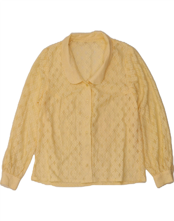 VINTAGE Womens Shirt Blouse UK 18 XL Yellow Vintage Vintage and Second-Hand Vintage from Messina Hembry 