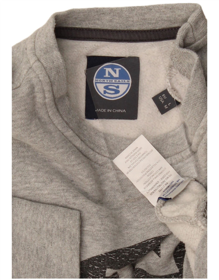 NORTH SAILS Damen Grafik-Sweatshirt-Pullover UK 14 Mittelgrau gefleckt