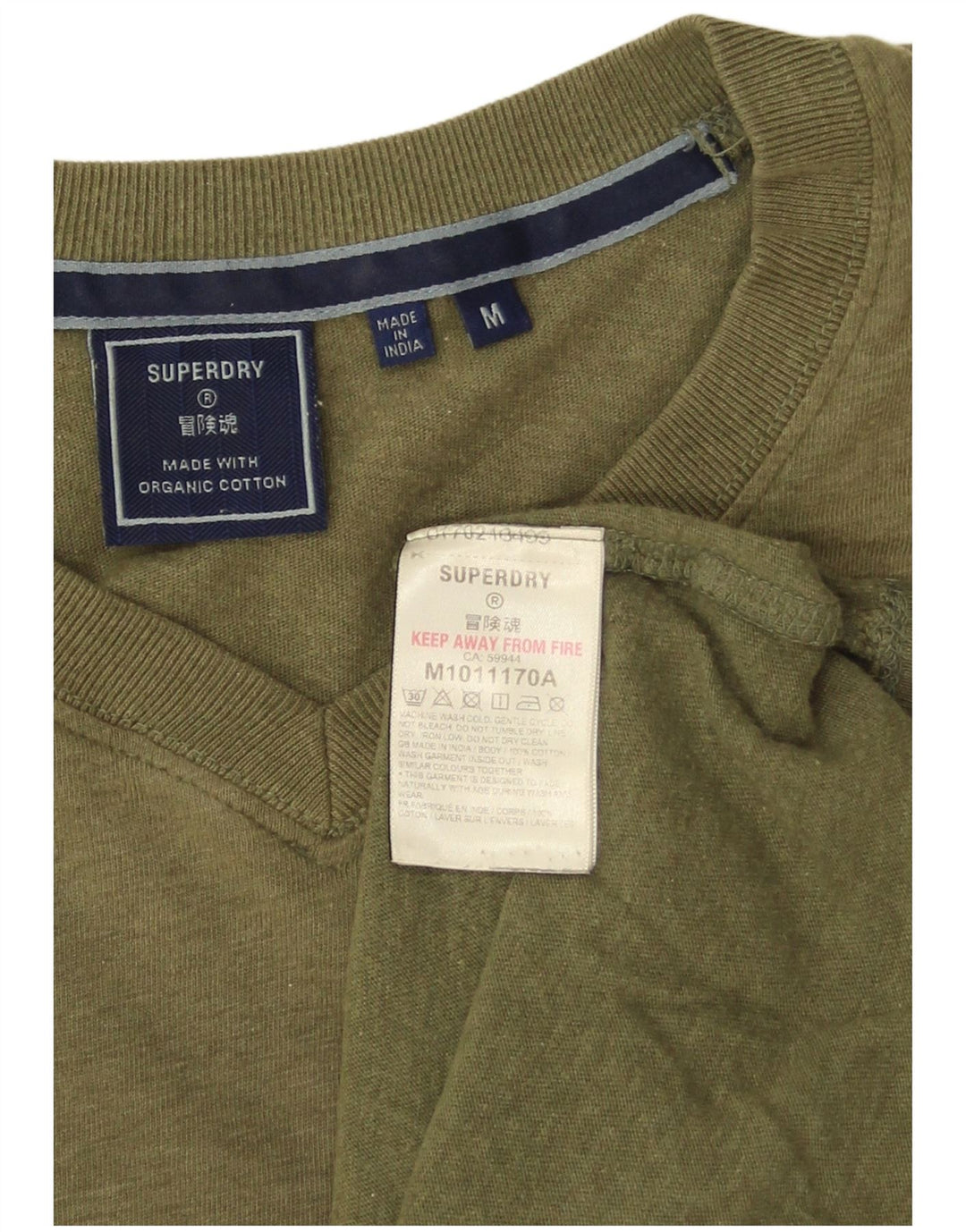 Superdry Herren T-Shirt-Oberteil aus mittlerer Khaki-Baumwolle