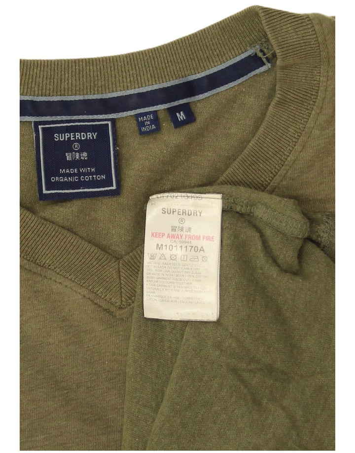 Superdry Herren T-Shirt-Oberteil aus mittlerer Khaki-Baumwolle