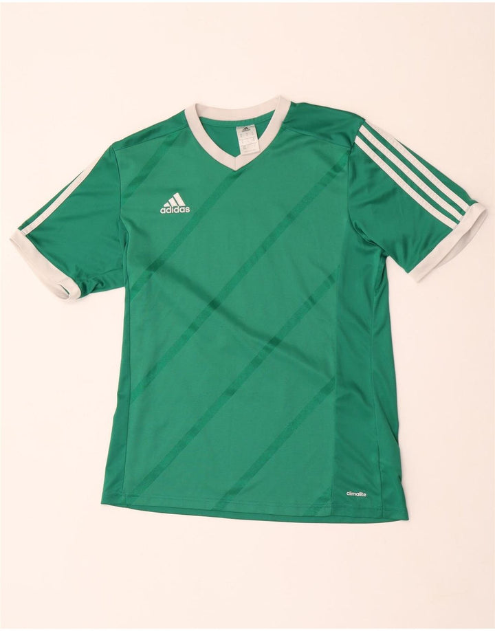 Adidas Herren Climalite Graphic T-Shirt Top Mittelgrün gestreift Polyester