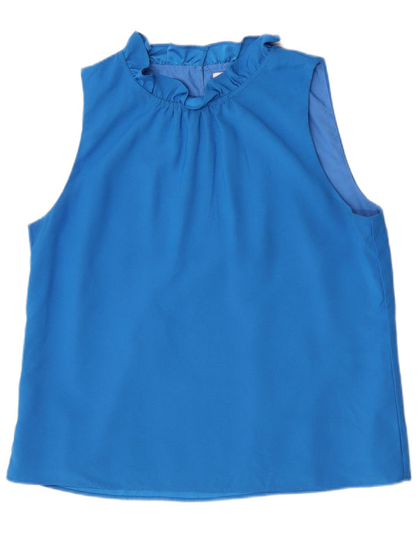 J. Crew Ärmelloses Damen-Blusenoberteil UK 14 Mittelblaues Polyester