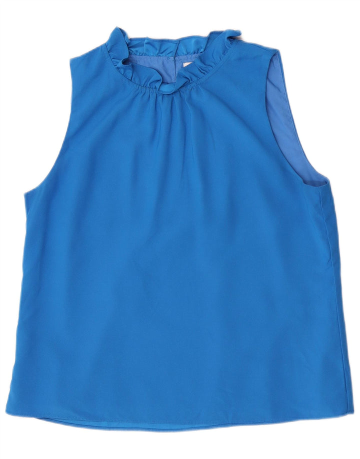 J. Crew Ärmelloses Damen-Blusenoberteil UK 14 Mittelblaues Polyester