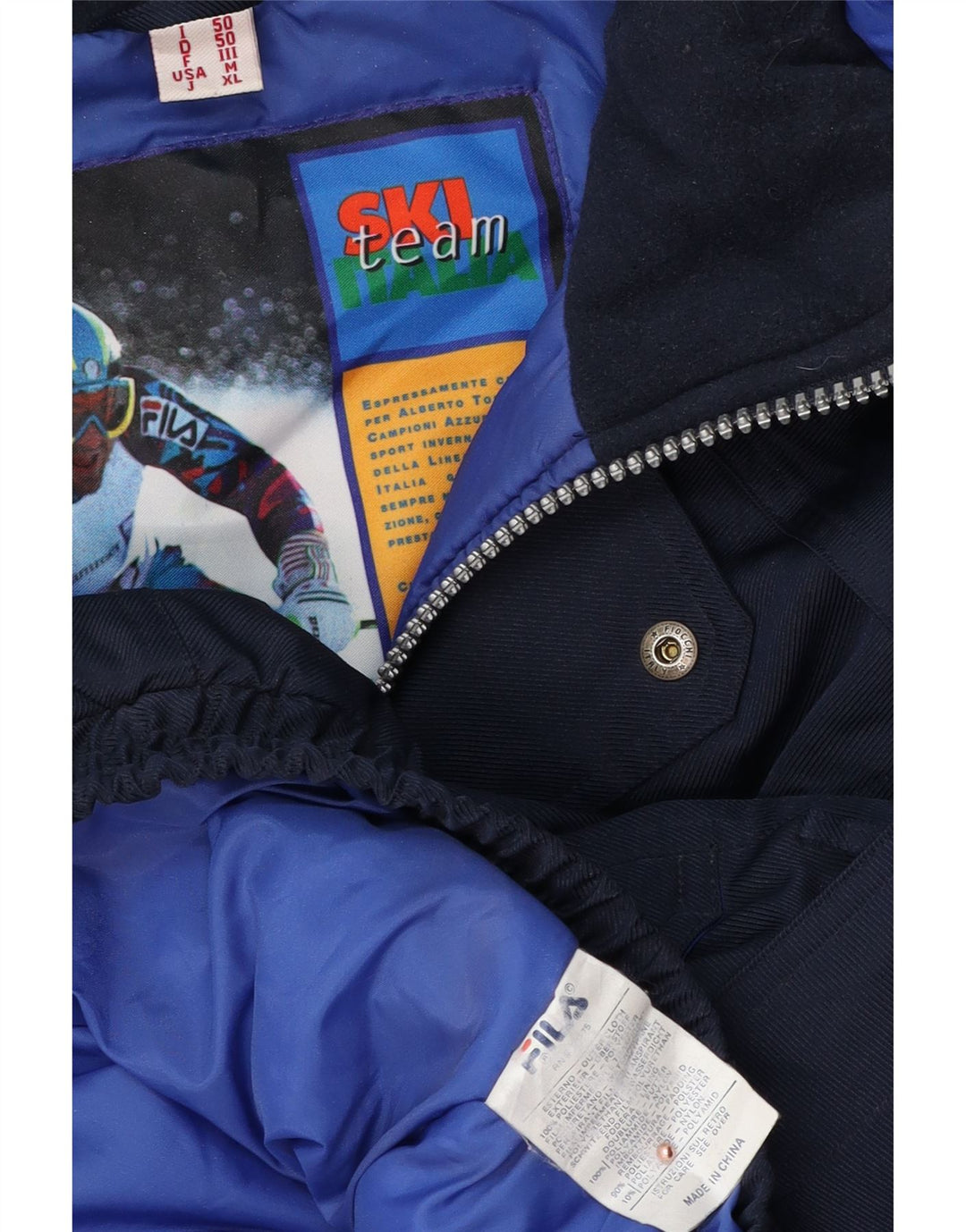 FILA Herren-Skijacke mit lockerer Passform und Kapuze, IT 50, mittelblau, Farbblock