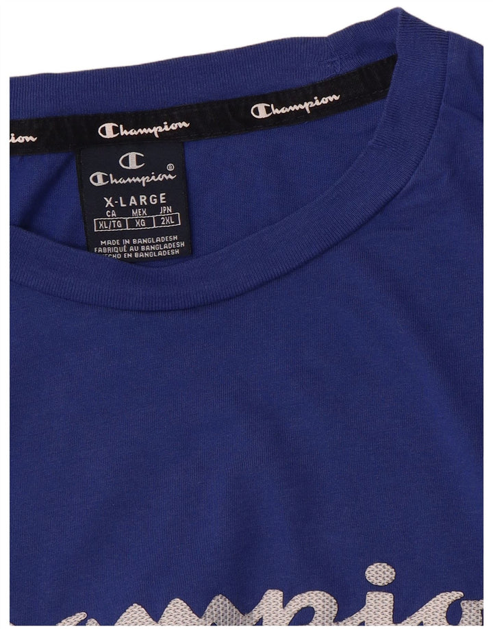 Champion Herren Grafik T-Shirt Top XL Blau