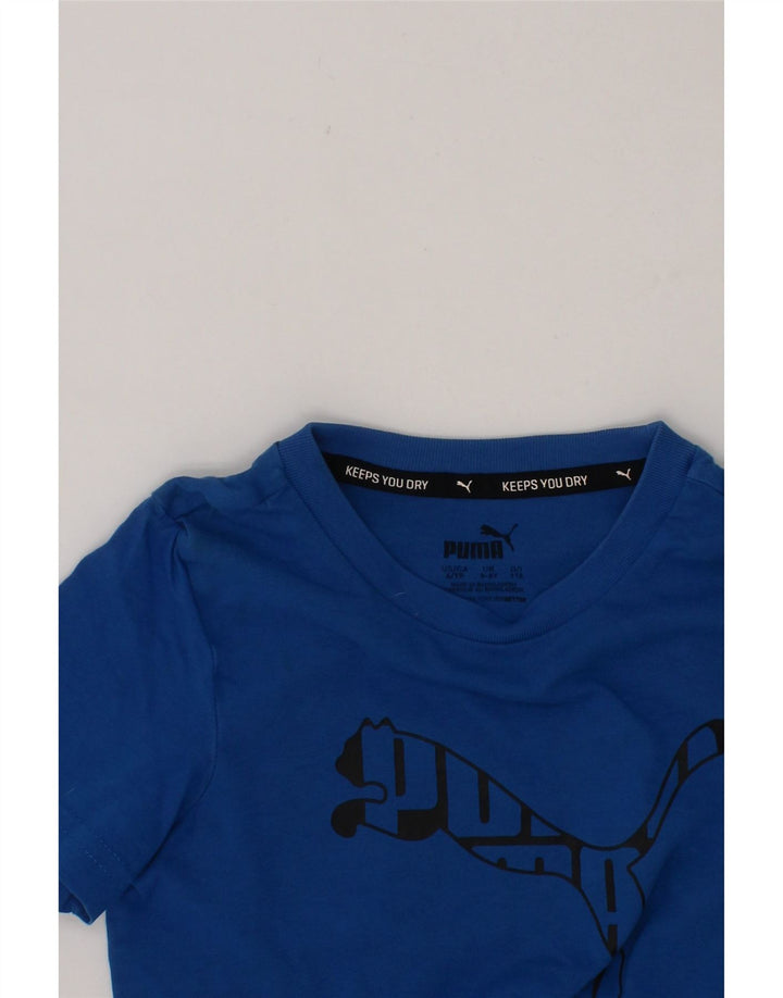 PUMA Boys Graphic T-Shirt Top 5-6 Years Blue Cotton Vintage Puma and Second-Hand Puma from Messina Hembry 
