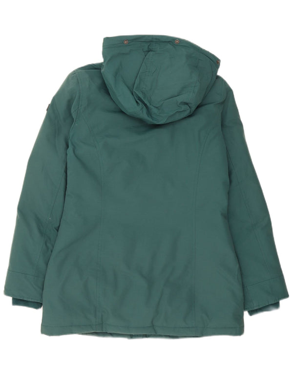 Rifle Womens Hooded Loose Fit Wattierte Jacke UK 6 XS Grüne Baumwolle