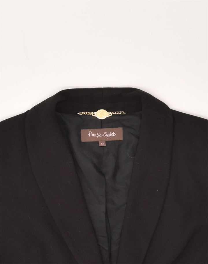 PHASE EIGHT Womens 1 Button Blazer Jacket UK 12 Medium Black Polyester | Vintage Phase Eight | Thrift | Second-Hand Phase Eight | Used Clothing | Messina Hembry 