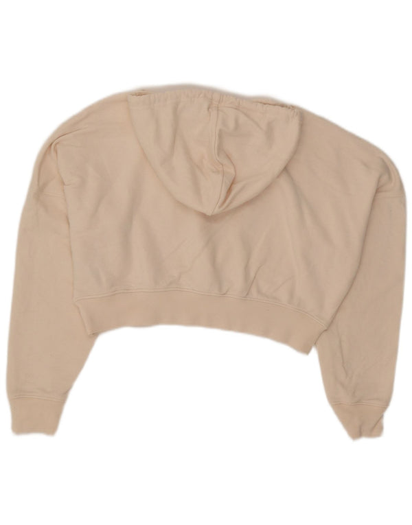 Adidas Damen Crop Graphic Übergroßer Kapuzenpullover UK 4 XS Beige Baumwolle