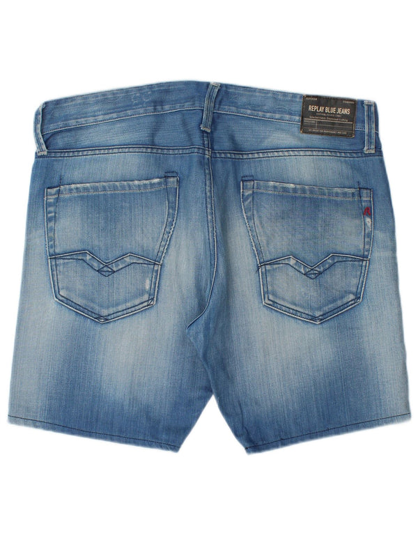 Replay Herren Waitom Denim Shorts W33 Große blaue Baumwolle