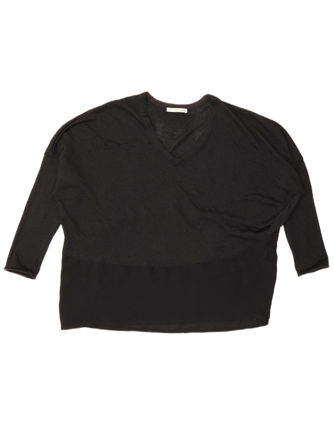Zara Damen Batwing Top Langarm UK 14 Medium Schwarz
