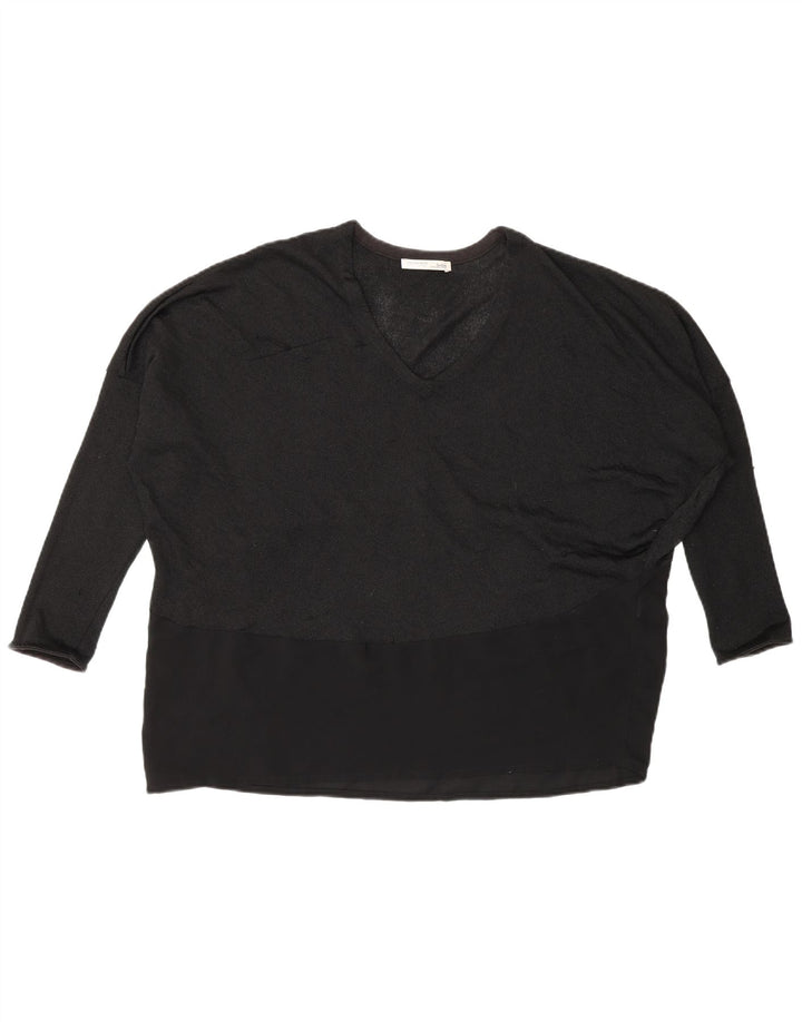 Zara Damen Batwing Top Langarm UK 14 Medium Schwarz