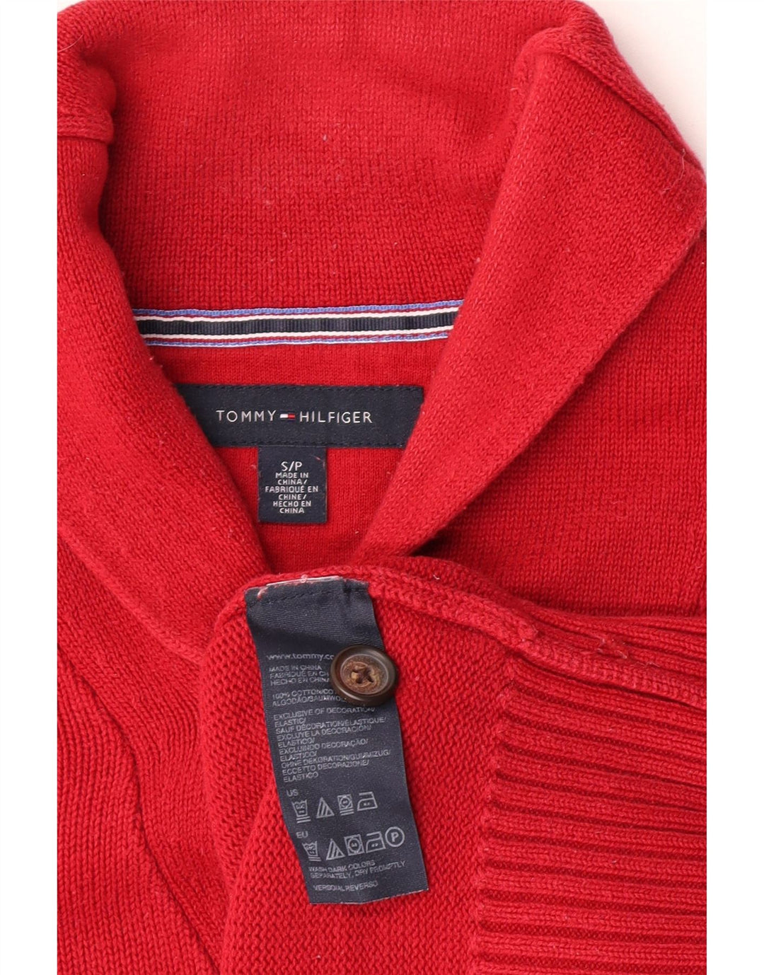 Tommy Hilfiger Herren-Pullover mit Schalkragen, Größe S, rot, Baumwolle