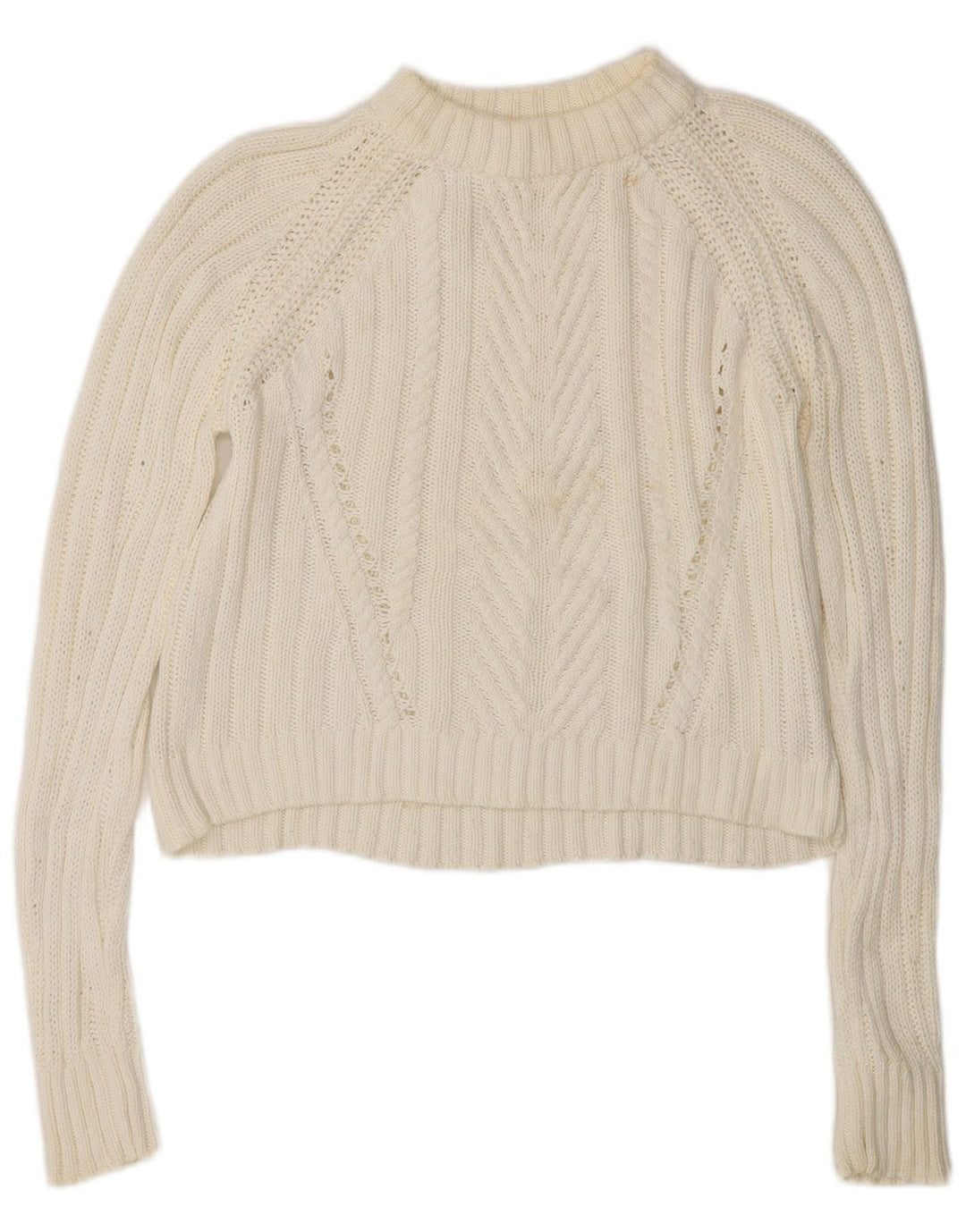 Zara Damen Crop Oversized Rollkragenpullover Pullover UK 10 Small Weiß